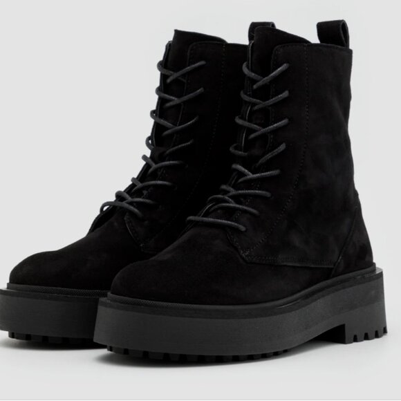 NWOB Who What Wear Jaclyn Suede Platform Lug Combat Boots - Picture 4 of 7